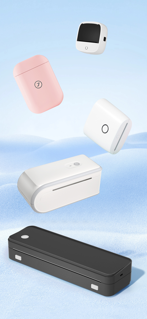 Jadens Printer - Various Jadens portable thermal label printers in different sizes and colors