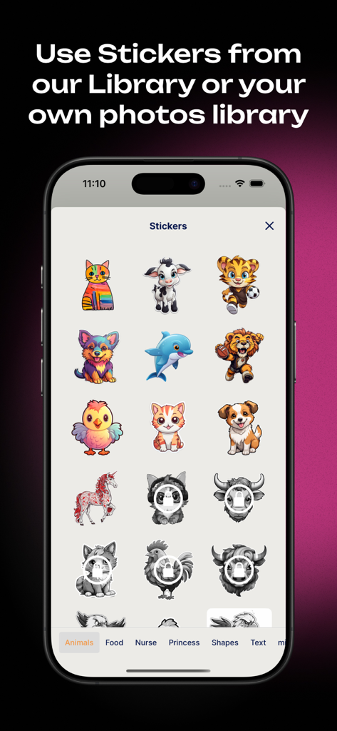 SubPrinta - Sublimation Design - Una colección de pegatinas de animales para diseños de sublimación en la biblioteca de la aplicación SubPrinta.