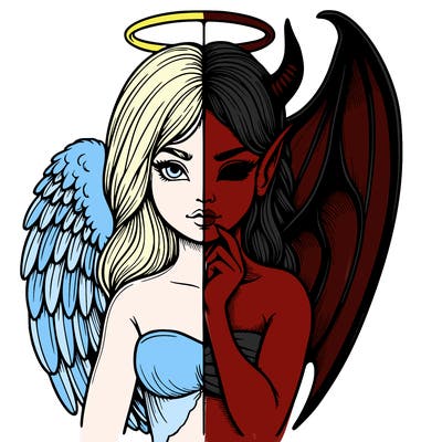 realistic angel half demon