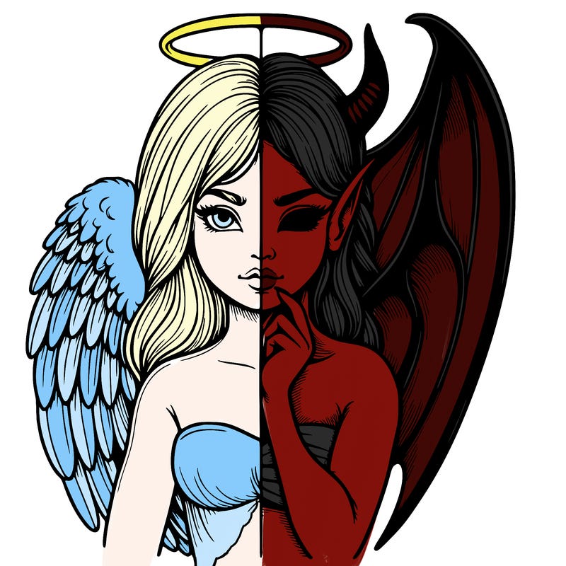 realistic angel half demon