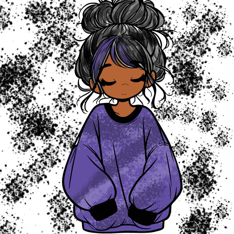 girl with baggy sweatshirt and messy bun