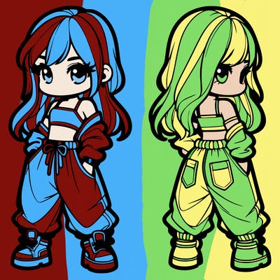 girl in crop top and baggy pants