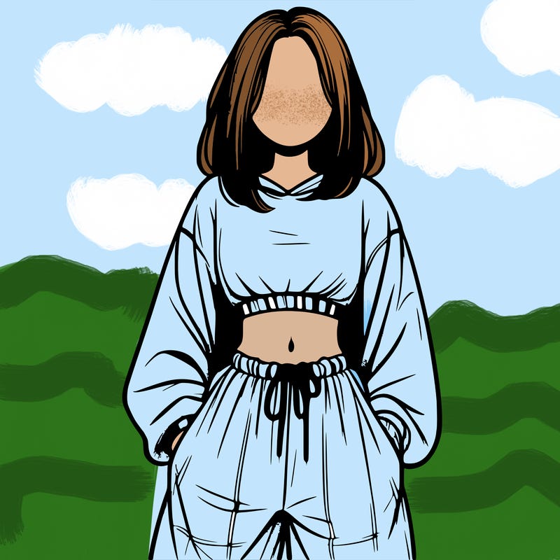 realistic girl faceless with baggy pants and a crop top