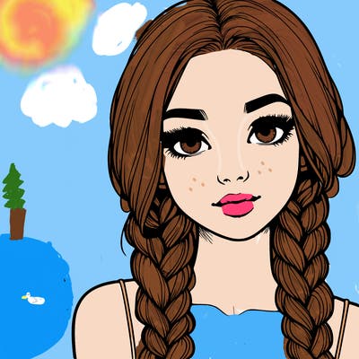 realistic girl with braids