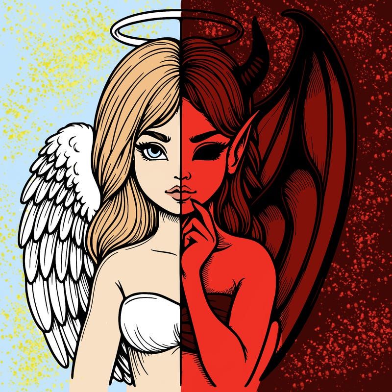 realistic angel half demon