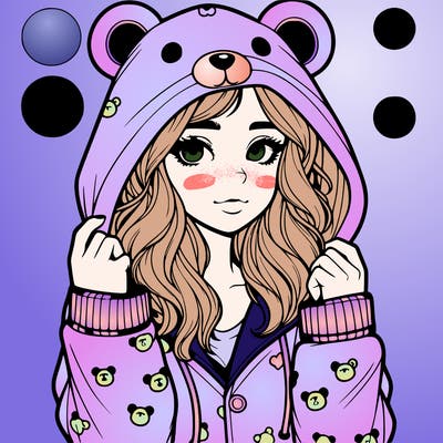realistic girl in a animal pjs hoodie