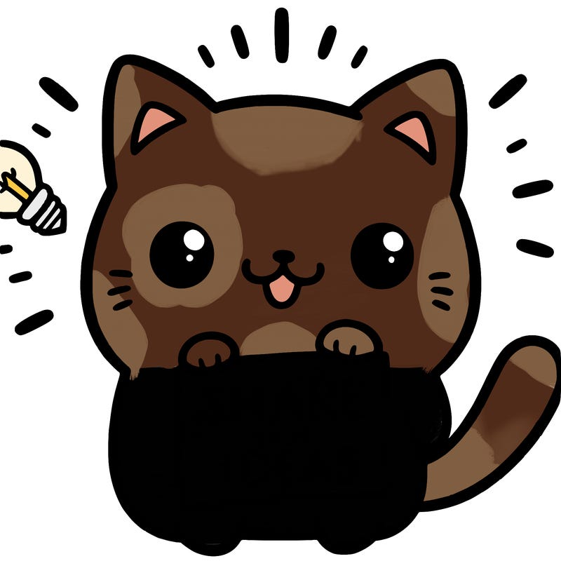 a cute cat saying share your ideas