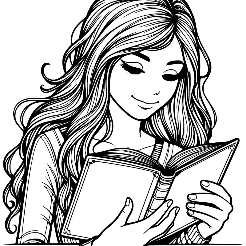 a realistic teen girl reading a book