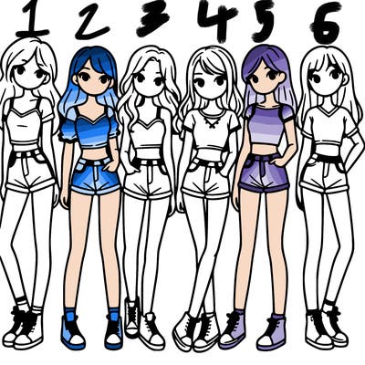 a group of girls wearing crop tops and shorts