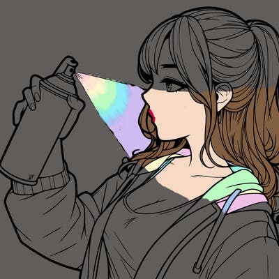a realistic girl spray, painting