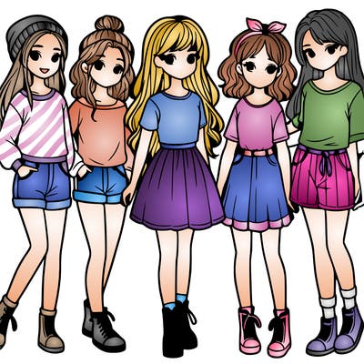 a group of five girls