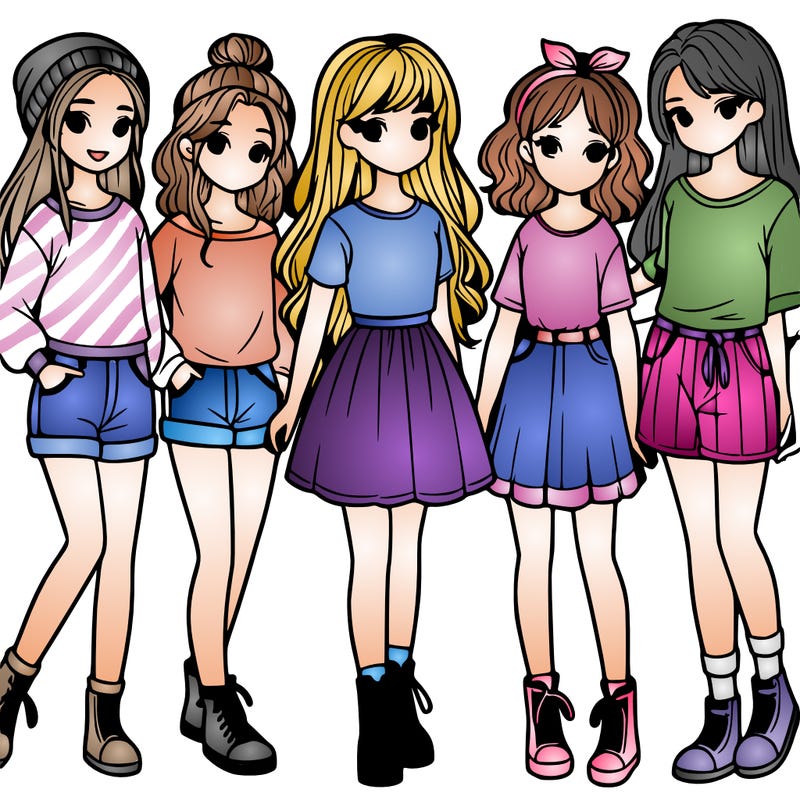 a group of five girls