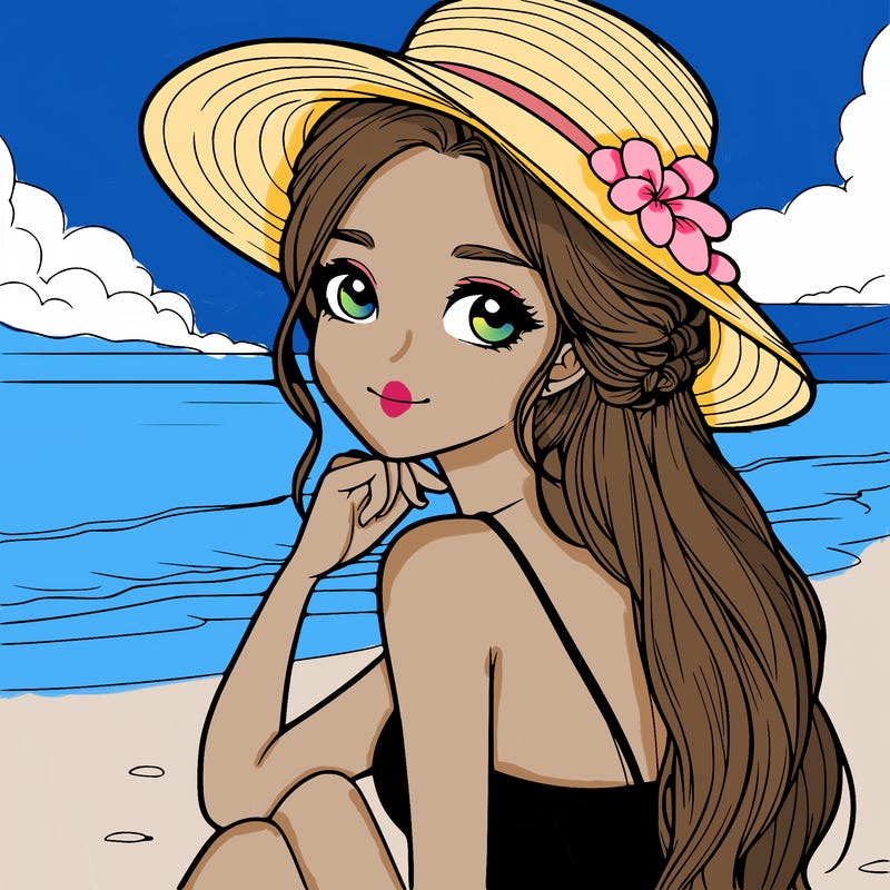 realistic girl at the beach