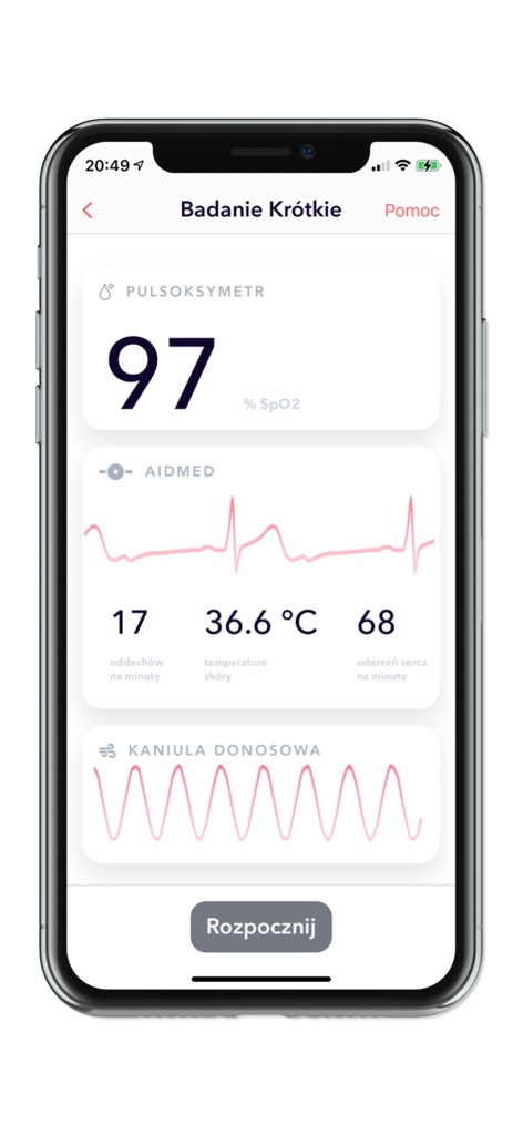 Aidmed Health - Aidmed Health app interface displaying real-time heart rate and blood oxygen levels