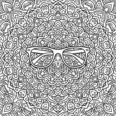Discover a unique coloring experience with our Computer Glasses Mandala. This intricate design perfectly blends modern eyewear with the meditative beauty of a symmetrical mandala.