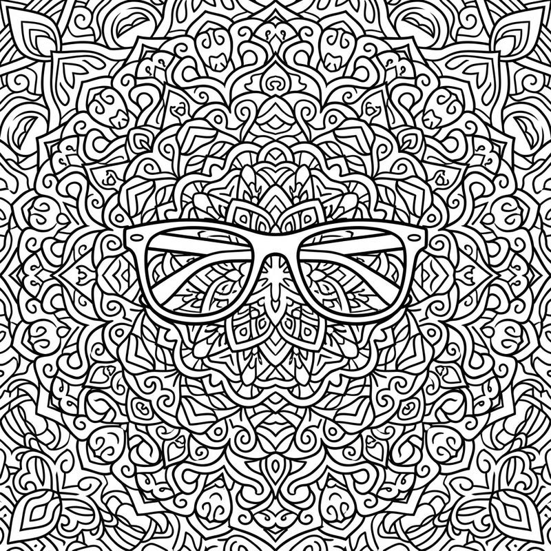 Discover a unique coloring experience with our Computer Glasses Mandala. This intricate design perfectly blends modern eyewear with the meditative beauty of a symmetrical mandala.