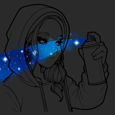 a realistic girl, spray painting