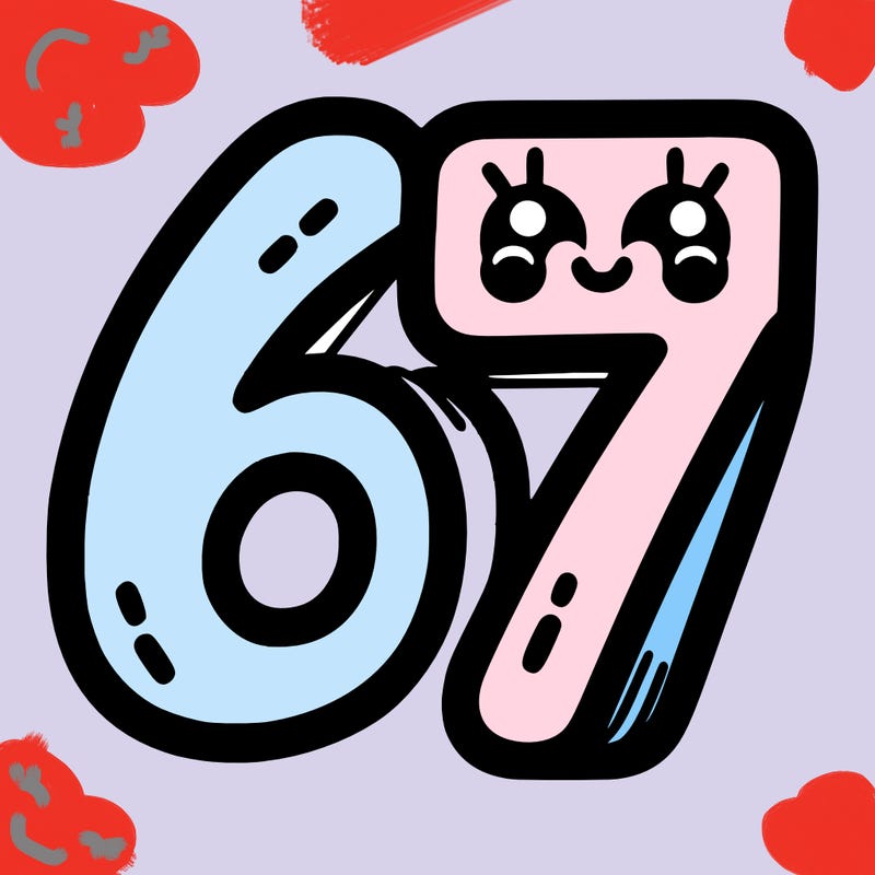 the numbers 67