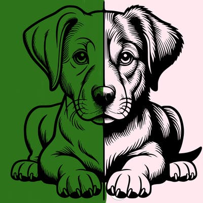 realistic dog split picture