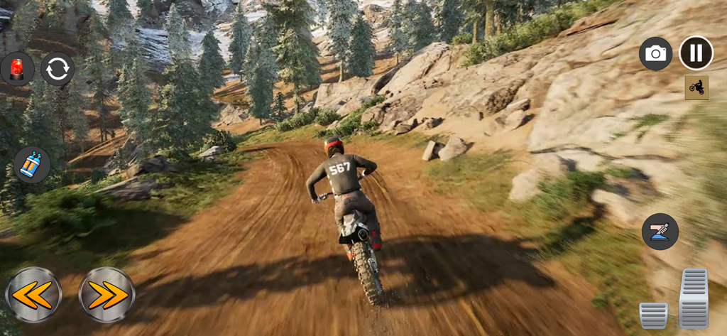 Motocross Mad Bike MX Racing - A motocross rider racing on a rugged mountain dirt track in Motocross Mad Bike MX Racing