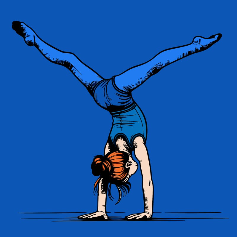 realistic gymnastic hand stand girl in four splits