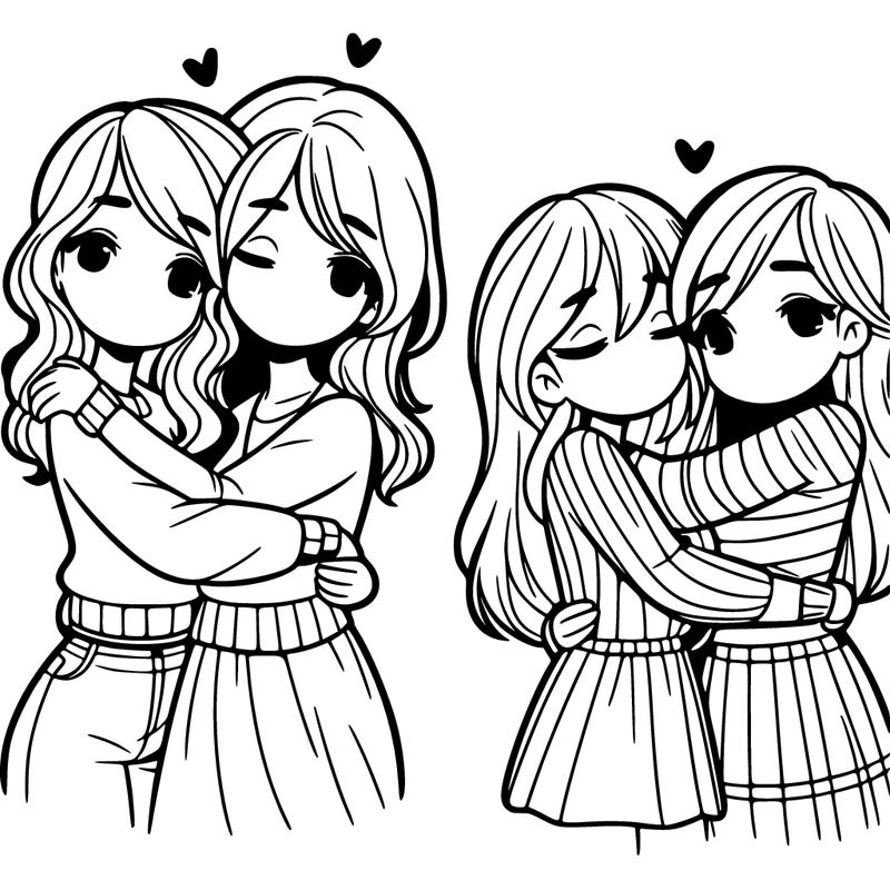 girls hugging