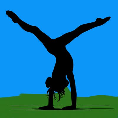 realistic gymnastic hand stand girl in four splits