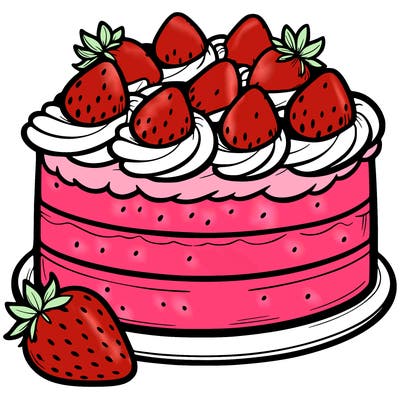 cake with whipped cream and strawberries