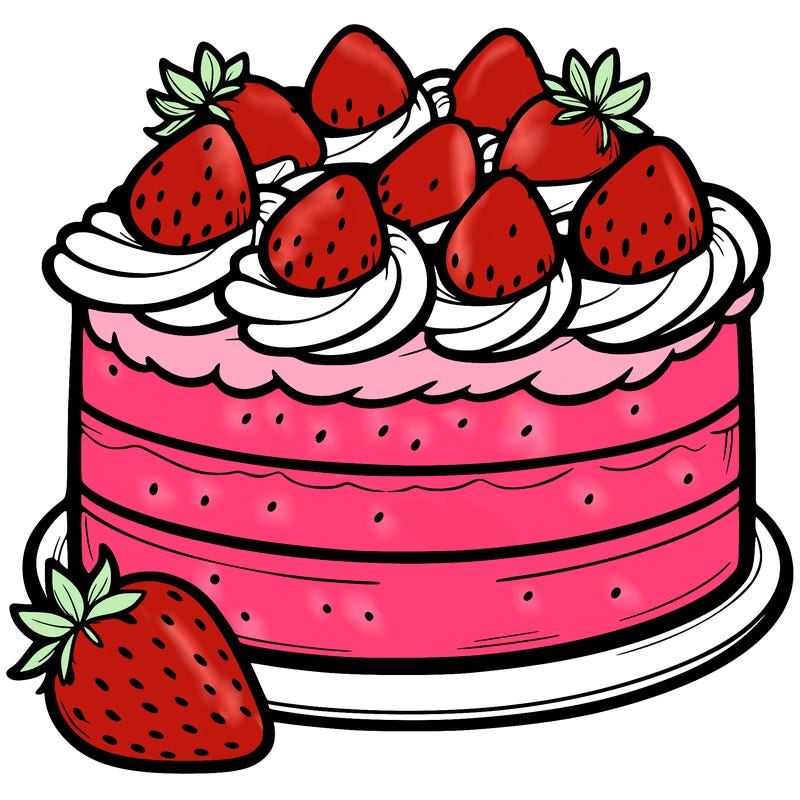 cake with whipped cream and strawberries