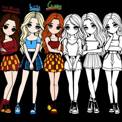 a group of girls realistic