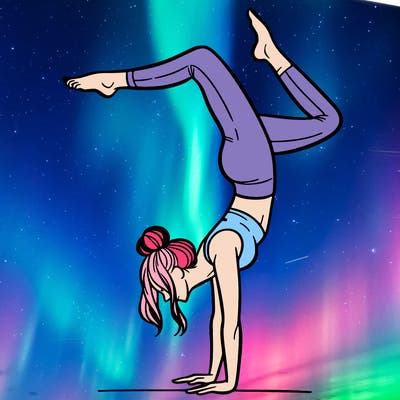 a woman doing a handstand