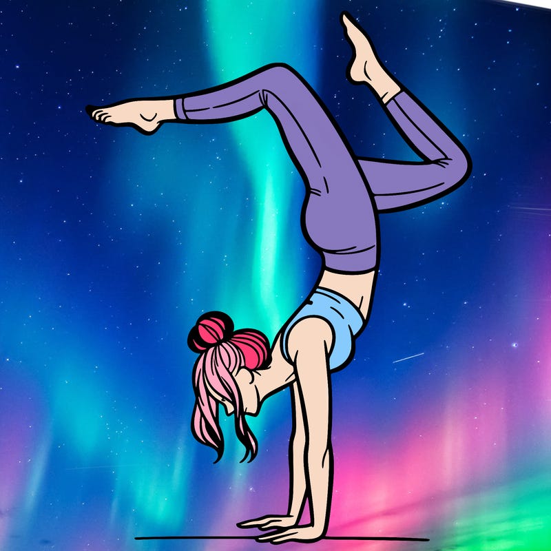 a woman doing a handstand