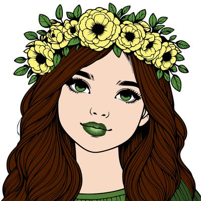 realistic girl with flower crown