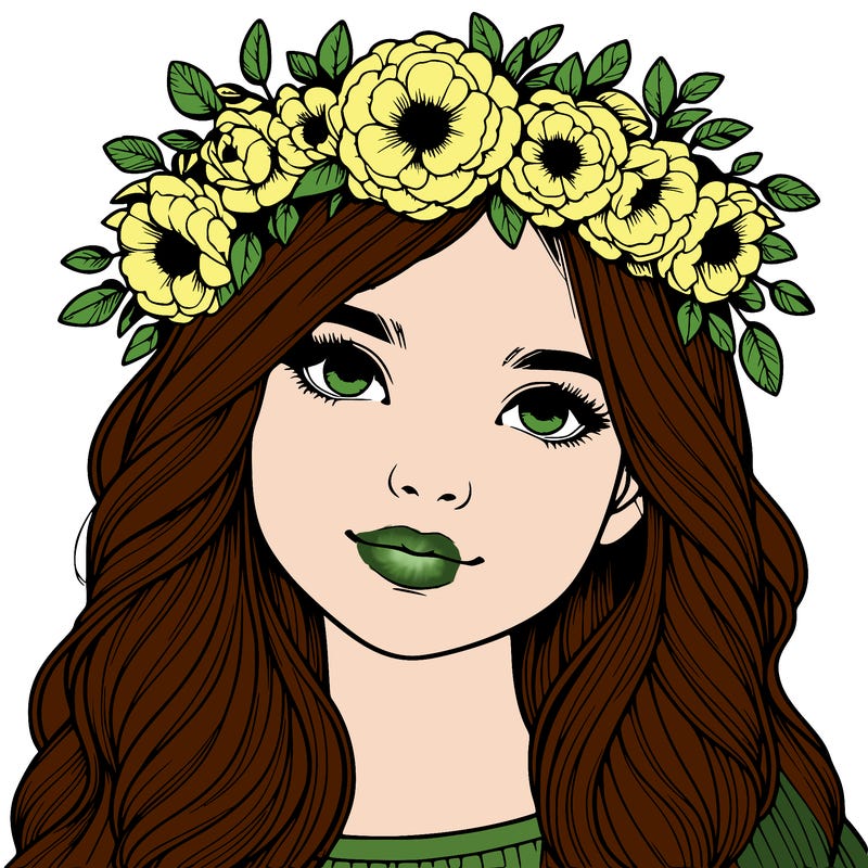 realistic girl with flower crown