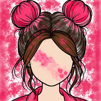 realistic girl with buns on the top of her hair