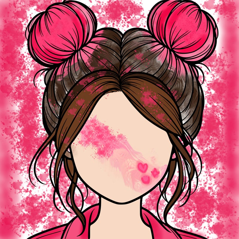 realistic girl with buns on the top of her hair
