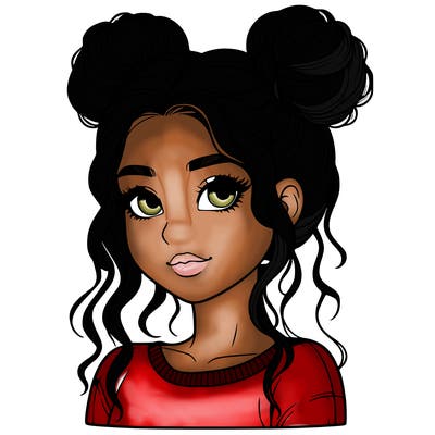 realistic girl with two buns in her hair