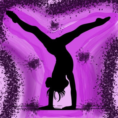 realistic gymnastic hand stand girl in four splits