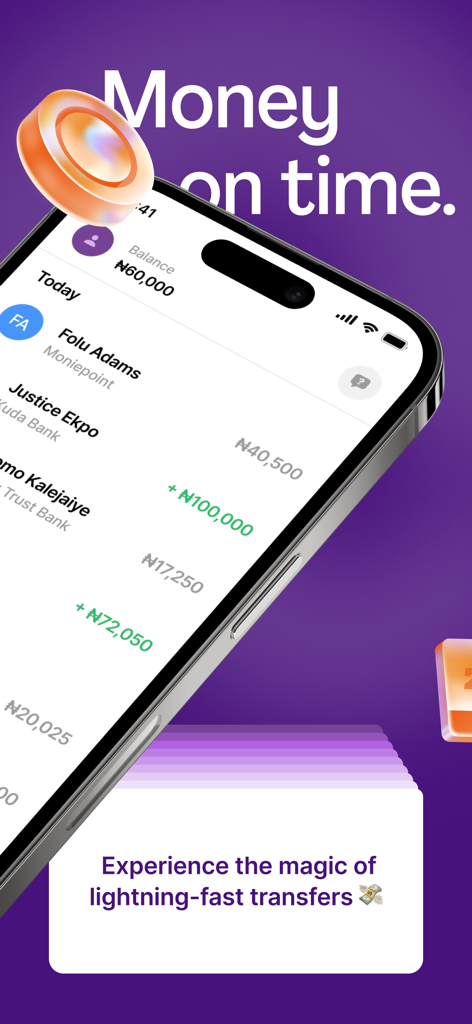 Zap by Paystack - ナイジェリアへの送金の取引履歴を示すZap by Paystackのモバイルインターフェース
