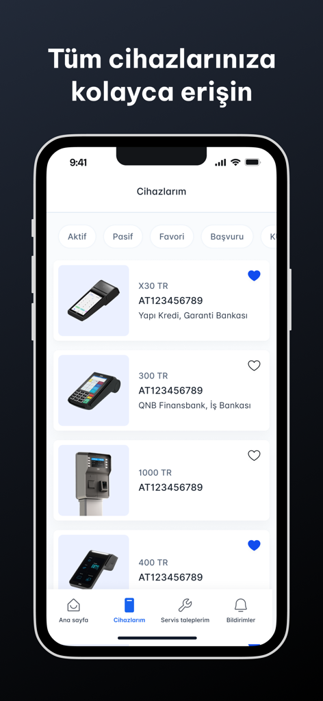 fito - Mobile app interface showing a list of registered Beko POS devices and payment terminals for business management.