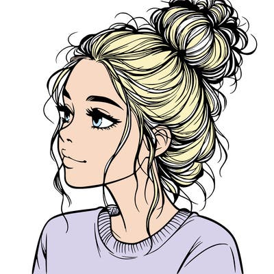 a realistic girl with a messy bun