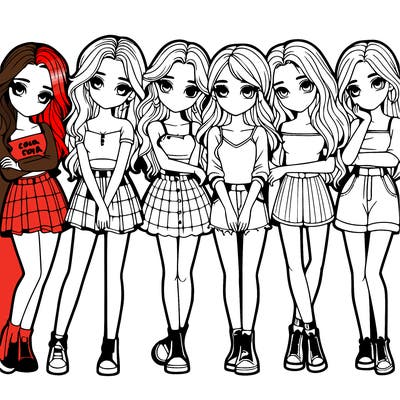 a group of girls realistic