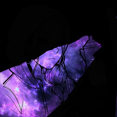 a realistic girl, spray painting