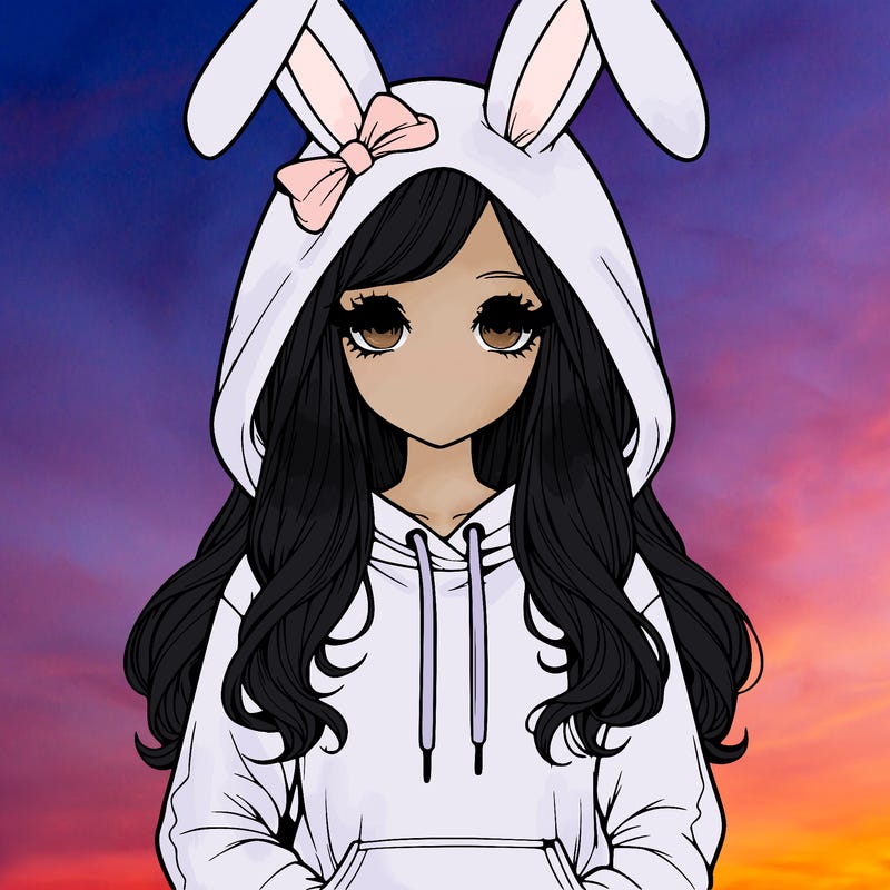 realistic lady in bunny hoodie