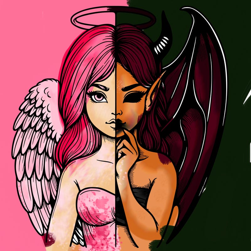 realistic angel half demon