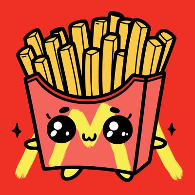 a cute. french fries