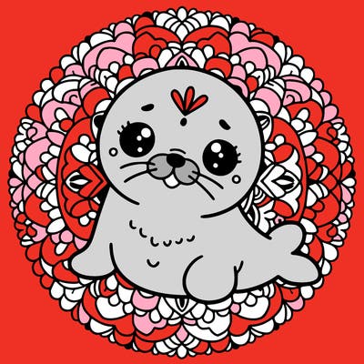 a cute baby seal mandala