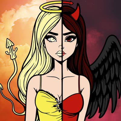 devil vs angel realistic girl