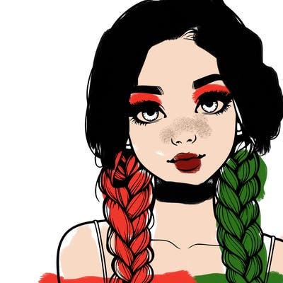 realistic girl with braids