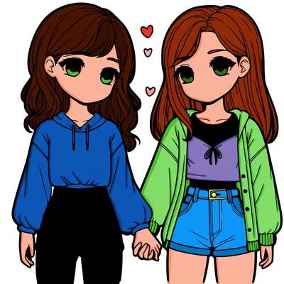 two realistic girls holding hands